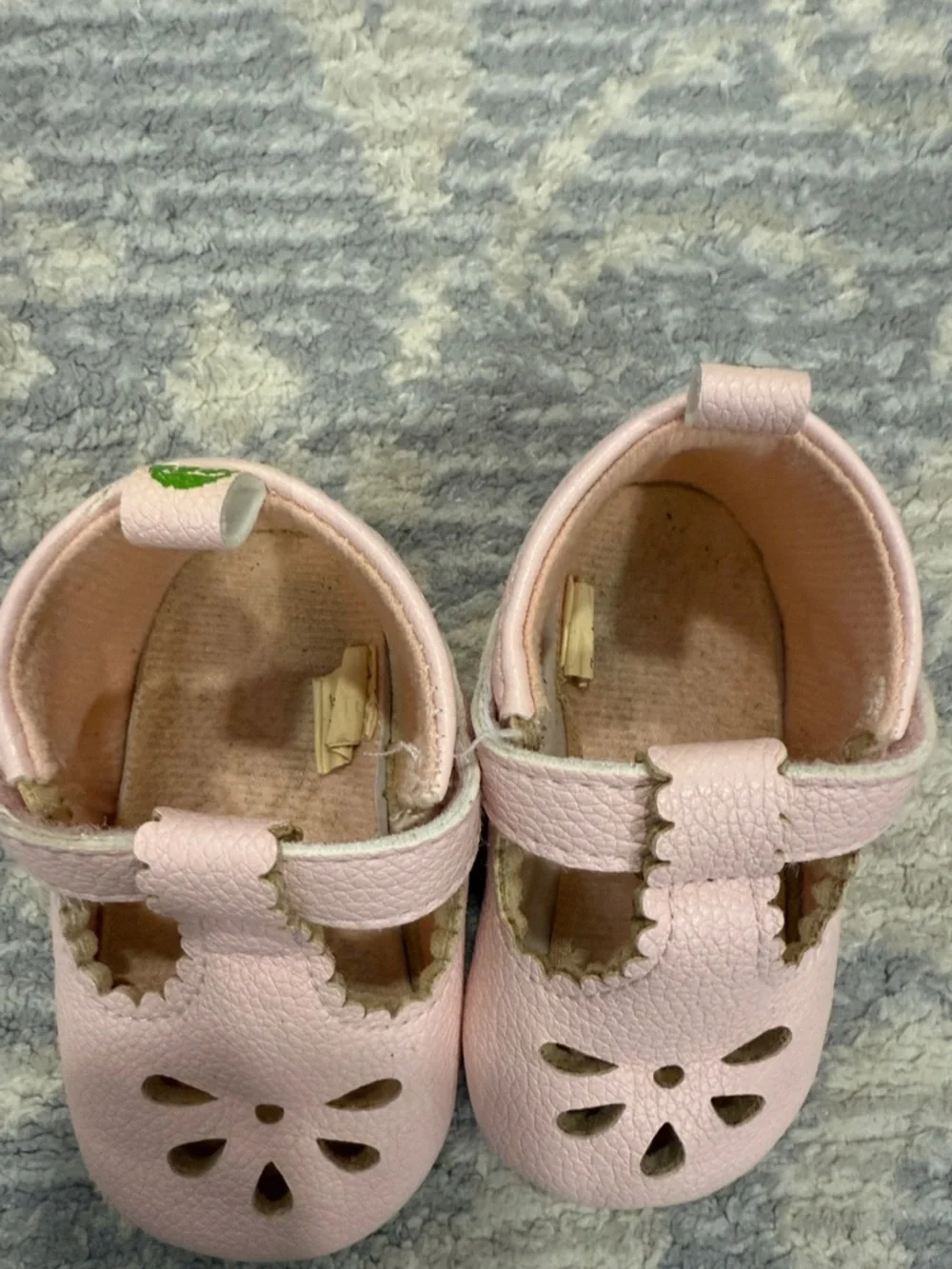 Baby Pink Leather T-Strap Mary Jane Shoes for Walkers